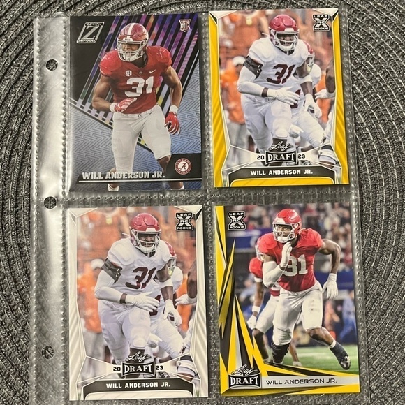 💋 2023 Leaf NFL Football Trading Cards, Bundle of 4 Cards - Will Anderson Jr. - Picture 3 of 5